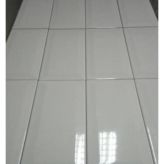 PROMO KERAMIK DINDING SUBWAY 10X20 PUTIH BEVEL GLOSSY MINIMALIS ESTETIK UNTUK DAPUR & KAMAR MANDI
