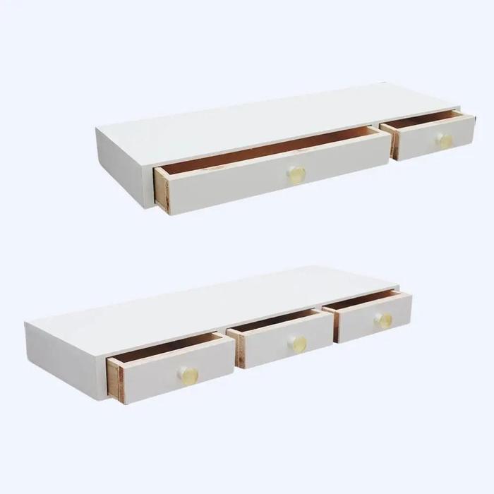 Rak laci kosmetik/meja rias gantung tempel dinding minimalis kayu asli