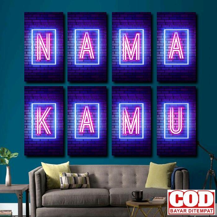 Pajangan Kamar Huruf Alfabet Neon Abjad Nama Aesthetic / Hiasan Dinding Cowok Cewek / Poster Keren