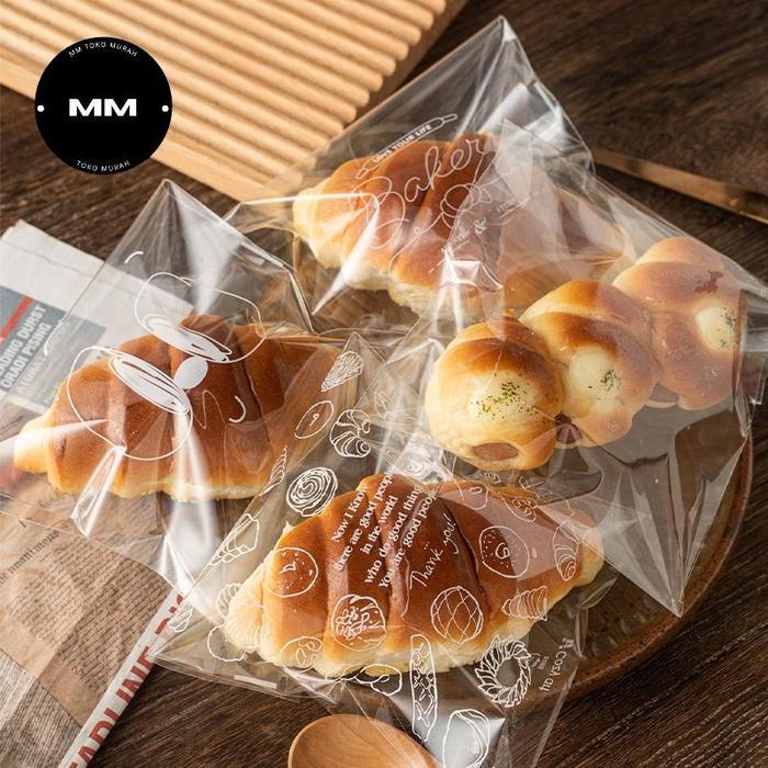 100pcs plastik roti opp plastik roti motif tebal plastik donat kue