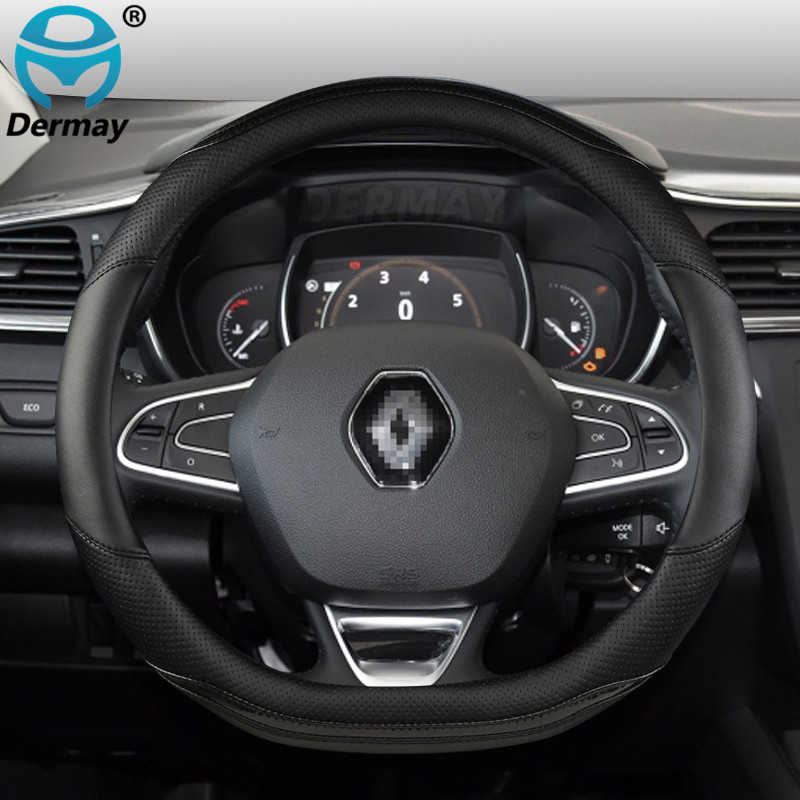 Untuk Renault Scenic 1 2 3 4 Grand Scenic Megane Penutup Roda Kemudi Mobil Kulit Serat Mikro + Akses