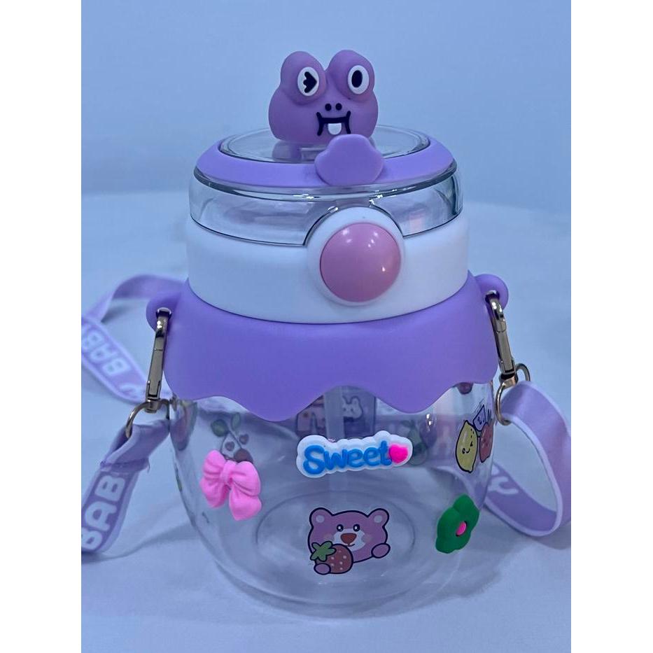 CUTE HEAD ANIMAL/BOTOL MINUM ANAK LUCU FREE STIKER DAN SEDOTAN BUAH PLASTIK TALI BOTTLES KITCHENWARE