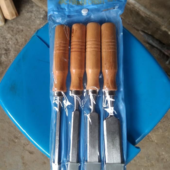PAHAT KAYU SET 4 PCS Pipih Isi 4 Murah Kuat Tajam