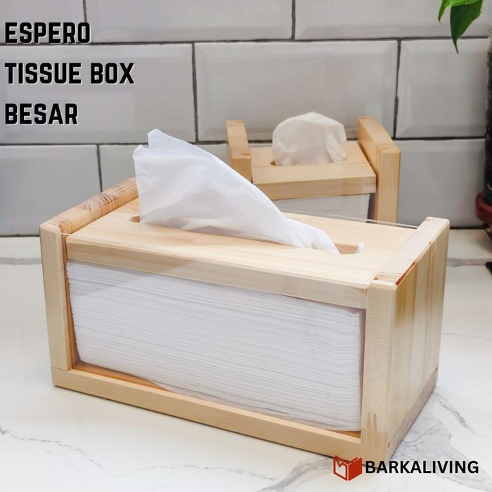 Espero Tissue Box Kotak Tempat Tisu Aesthetic Kayu Akrilik