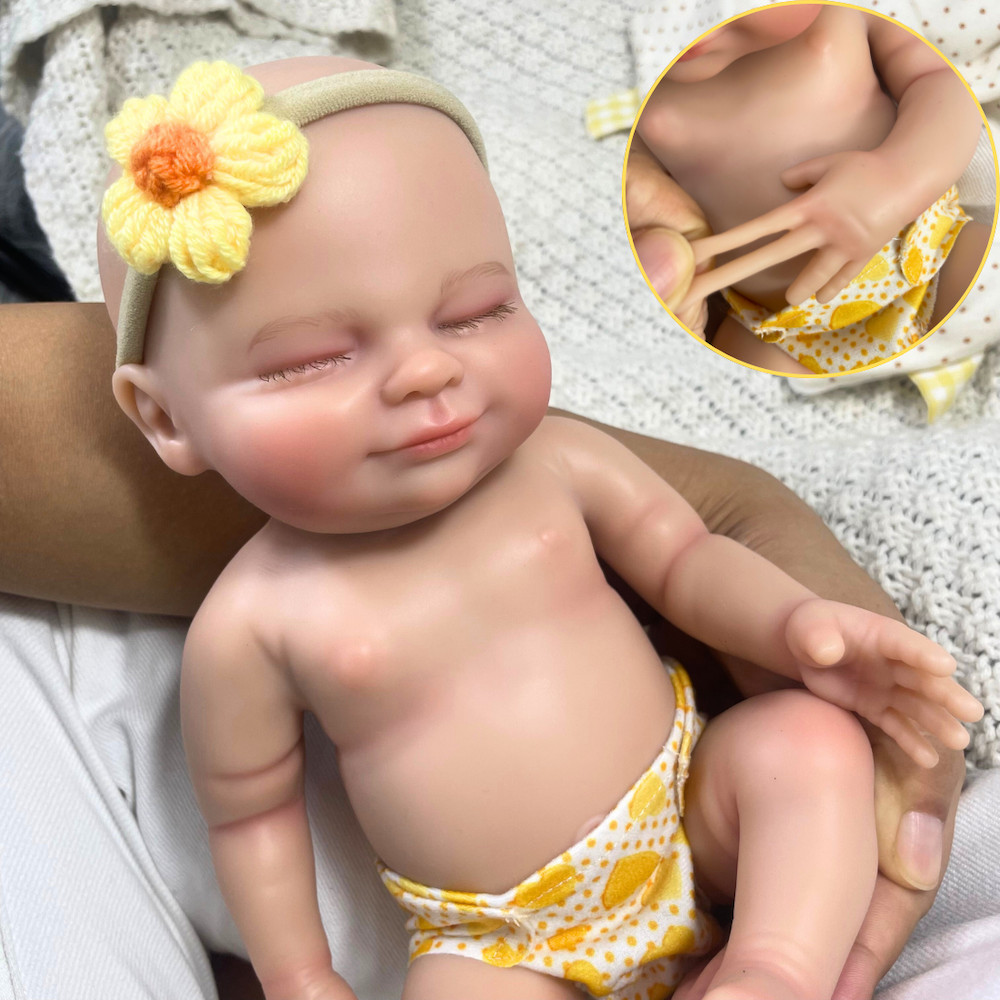 13.5 Inch Chubby Hayley Reborn Full Body Silicone Reborn Baby Doll Girl Soft Solid Silicone Doll