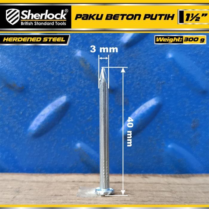 PROMO Paku Beton Galvanized Sherlock ukuran 1.5 inch ( 1 1/2" ) (kekerasan 48-52 HRC) 1 Kotak Berat