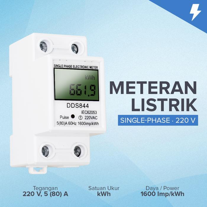 Meteran Listrik Digital Kwh Meter Din Rail Watt Meter Digital Lcd Mcb
