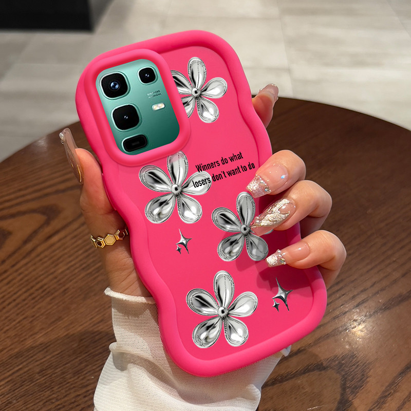 Casing Untuk Infinix Note 50 Pro 4G Note 50S 5G Note 50X 5G Case Casing Bunga Perak pola HP Cesing l