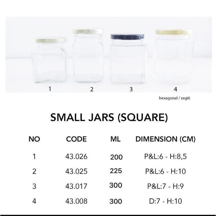 SQUARE JAR / SMALL JAR / TOPLES KACA MINI