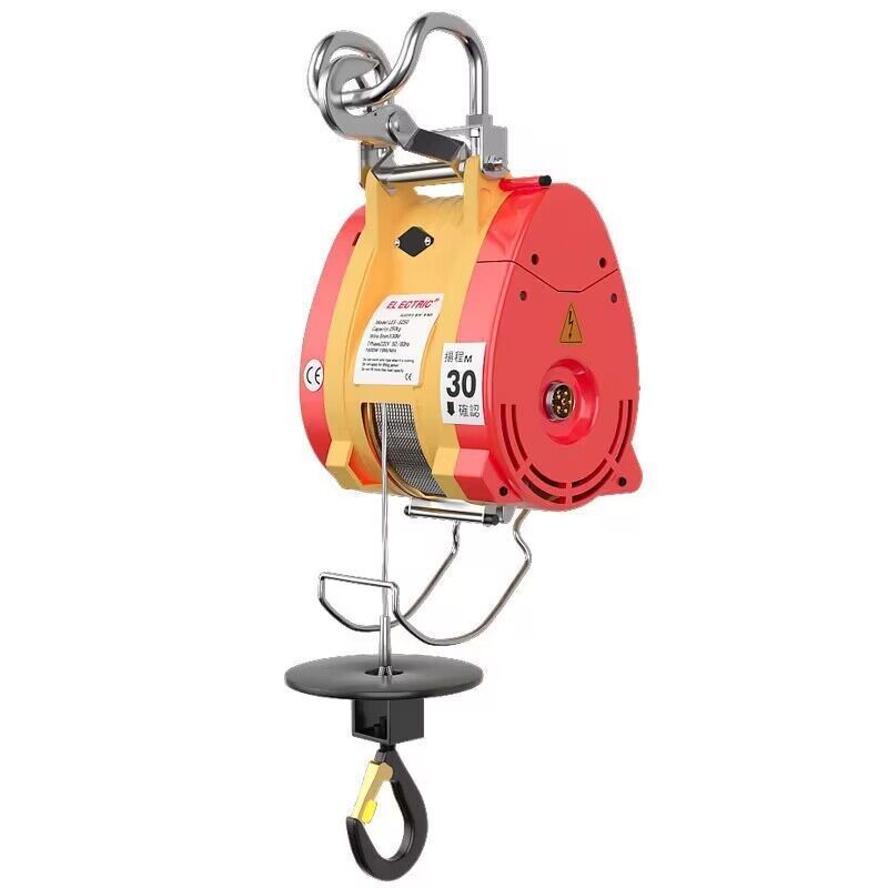 Terbatas Portable Electric Wire Rope Hoist 300kg Load Capacity 30M Cable Remote Control Double Hook 