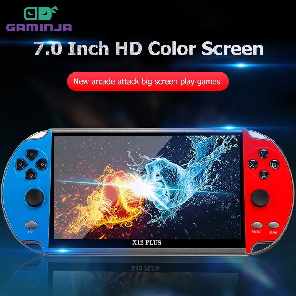 GAMINJA X12 Plus Handheld Game Console 7.1Inch Dual Joystick IPS Screen Video Game Player Built-in