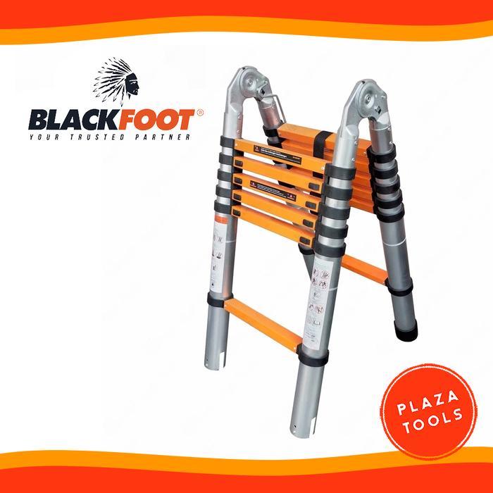 Tangga Double teleskopik Lipat 3.8m,5m,6.4m Aluminium Blackfoot - 1,9+1,9 meter