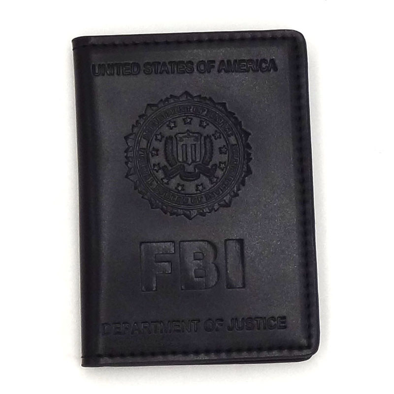 Leather Wallet ID Card Driving License ID Card Holder Case With FBI Stamp