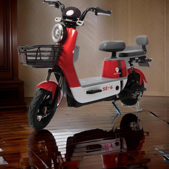 E NINE SEPEDA MOTOR LISTRIK SE 6 SELIS DEWASA DAN ANAK - Putih - kuning putih