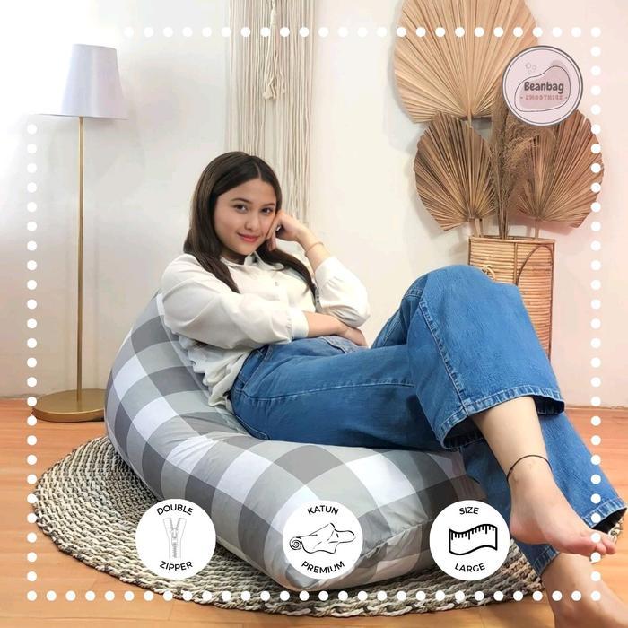 Terlaris Bean Bag Triangle Plus ISI Size Dewasa Motif Emily grey Premium murah Sofa Furniture bantal