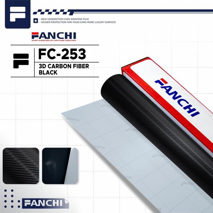 50cm Sticker skotlet Fanchi FC253 Carbon 3D Hitam Doff Fanchi meteran