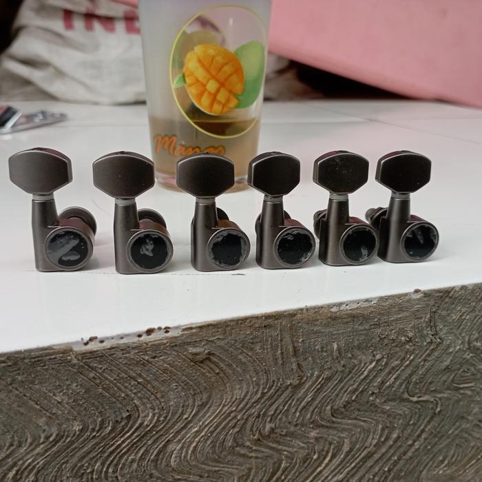 Dryer Gitar Screwless 6 In Line Satin Cosmo Black Nickel Original Ibanez Tuners - IM