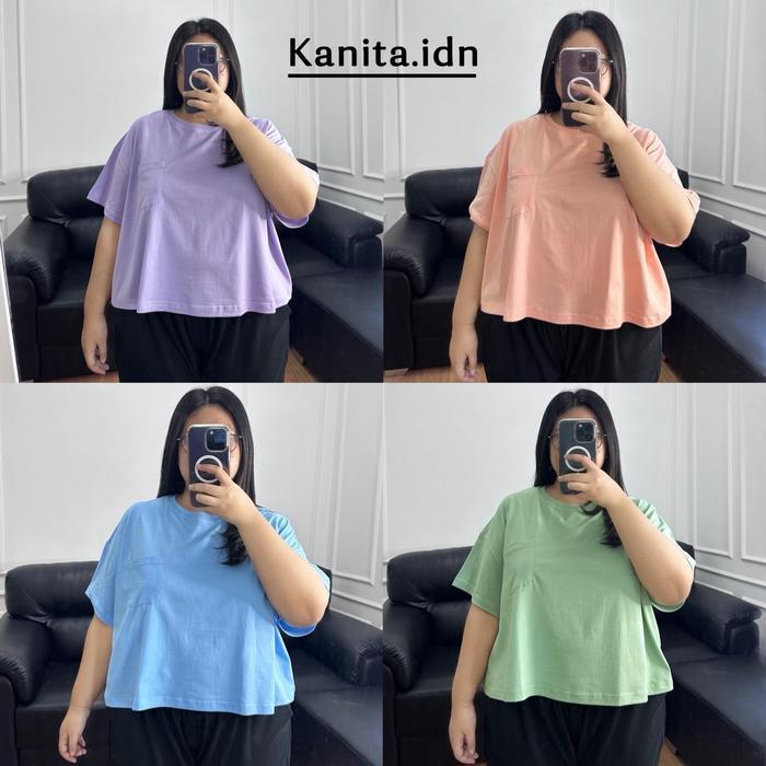 Premium Kanita 05 Kaos Croptop Oversize Basic Ld 150 Super Jumbo Cotton Combed Polos Atasan Wanita