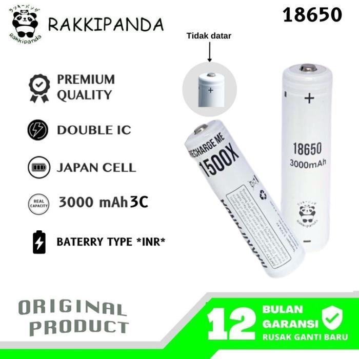 Rakkipanda Baterai Cas 18650 Flat Top & Button Top 3000Mah