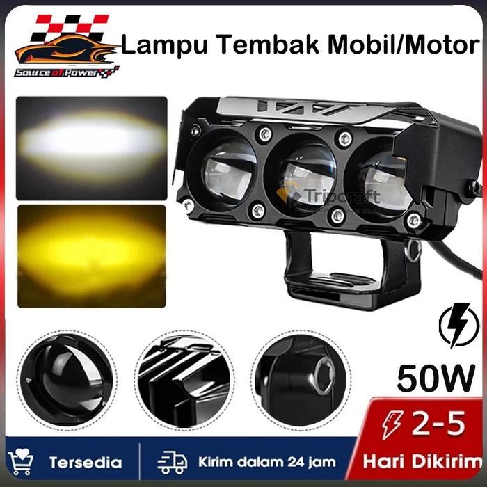 Promo Lampu Tembak Laser Lampu Tembak Sql 3 Mata Lampu Motor Led Paling Terang 60 Watt D2 Laser D2