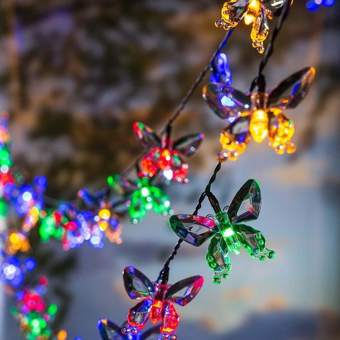 LAMPU HIAS KUPU-KUPU 30 LED SOLAR BUTTERFLY OUTDOOR PANEL TENAGA SURYA