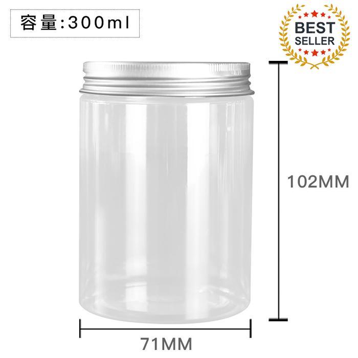 BOTOL TOPLES JAR PLASTIK 300 ML TUTUP ALUMINIUM