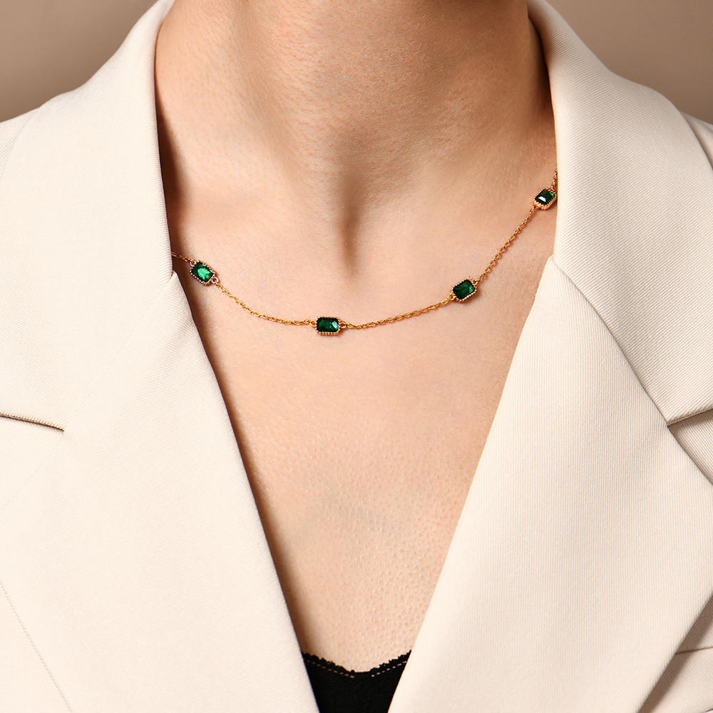 ATTAGEMS Elegant Laboratory Zambian Emerald Necklace For Women S925 Sterling Silver luxury Wedding