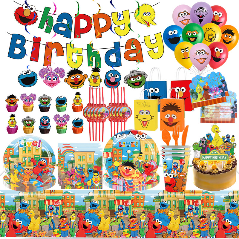 Sesame Street Party Favors Kids Happy Birthday Party Decoration Sesame Street Cake Topper Balloons