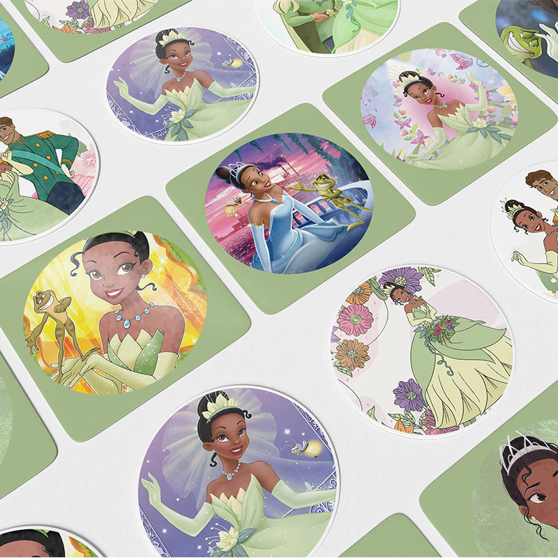 The Princess and The Frog Round Stickers Decals for Laptop Pad Phone Luggage Water Bottle Skateboard