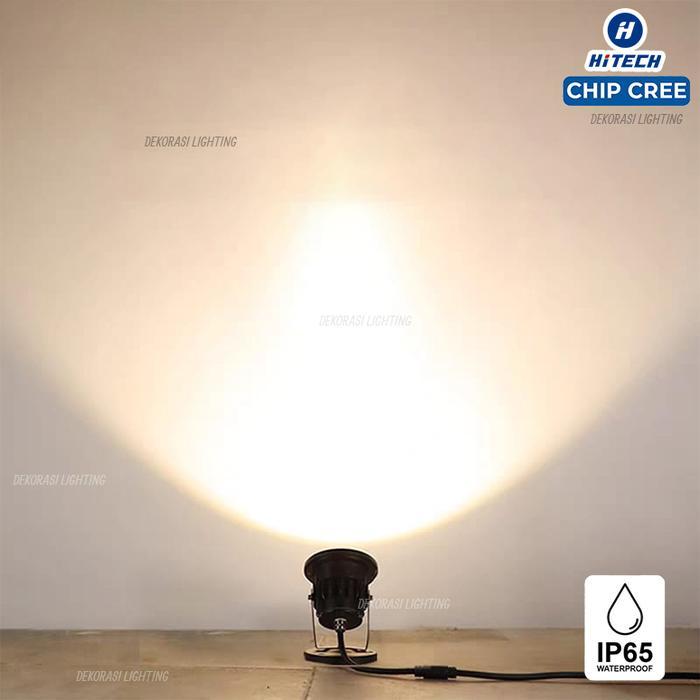 Lampu taman sorot led 12w cob cree 24 derajat spotlight warm white 3000K ip65 tempel plafon dinding