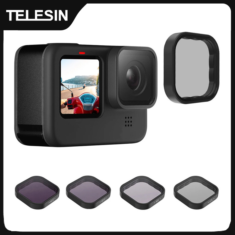 Telesin Nd8 Nd16 Nd32 Cpl Lens Filter Set Aluum Alloy Frame For Gopro 12 Hero 12 11 11 9 Black