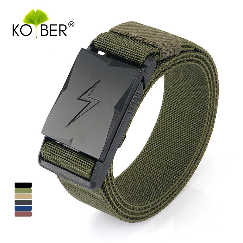 KOLBER Magnetic Elastic Belt for Men Quick Release Buckle Tactical Outdoor Belt Premium Nylon Casual