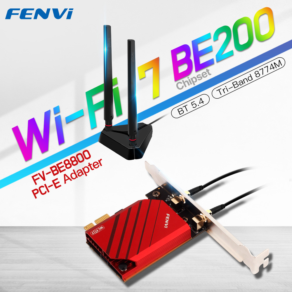 FENVI WiFi 7 BE200 PCIE Adapter BT 5.4 8774Mbps Tri Band 2.4GHz/5GHz/6GHz 802.11BE Wireless Network