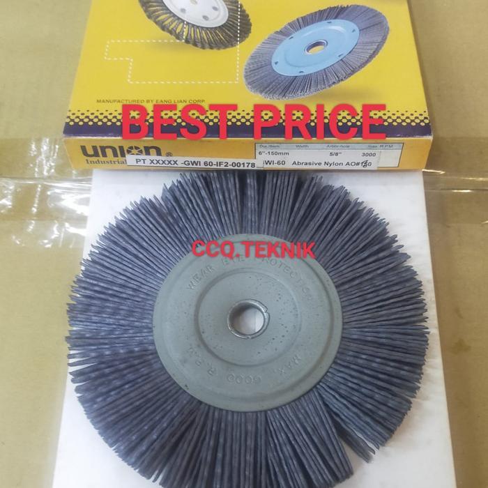 SIKAT PIRING WHEEL BRUSH ABRASIVE NYLON GWI-60 150MM-6 IN#180 ABU-ABU