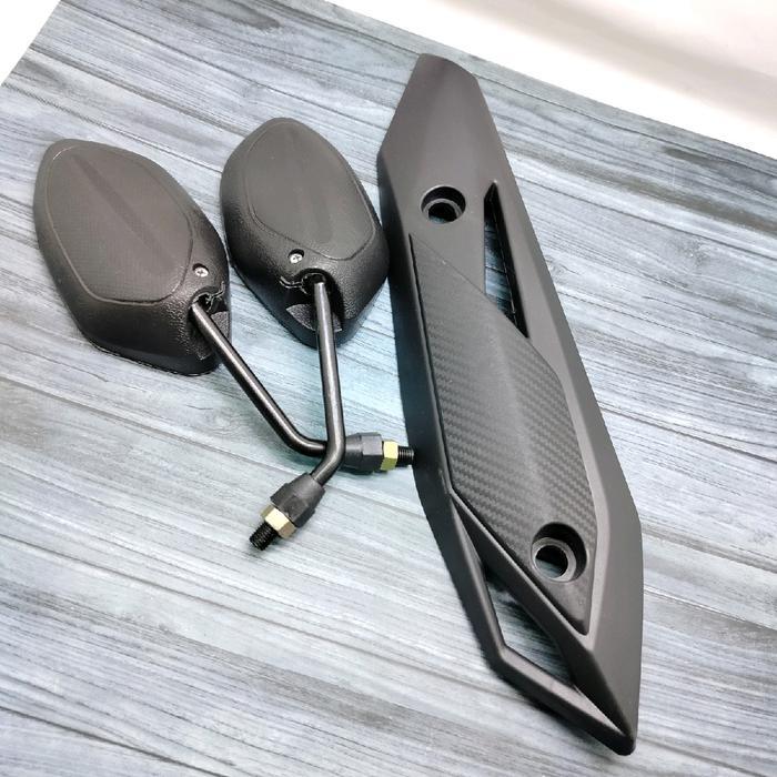 "New" tutup tameng knalpot beat fi 2017-2019 + spion hitam standar orii beat eps beat street