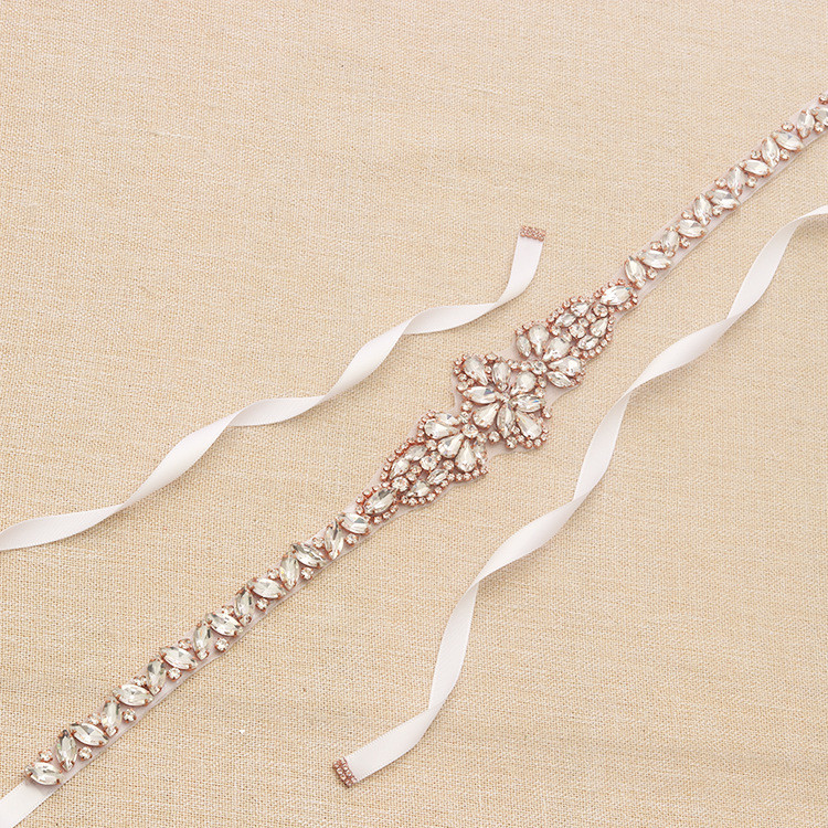 Shine Rose Gold Color Bridal Belt and Sash Handmade Wedding Dress Waistband Dress Belt Accessories