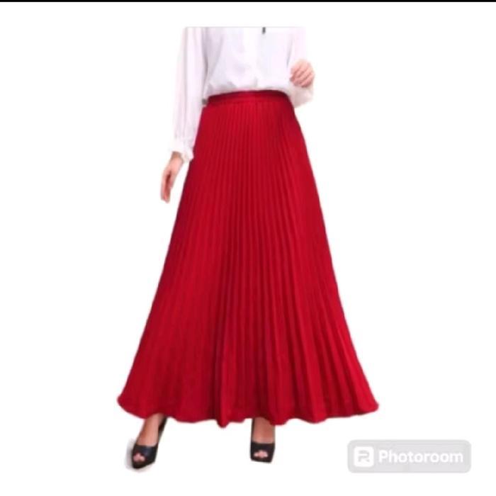 Rok Plisket Premium Tebal Polos Panjang Bawahan Wanita Terjamin