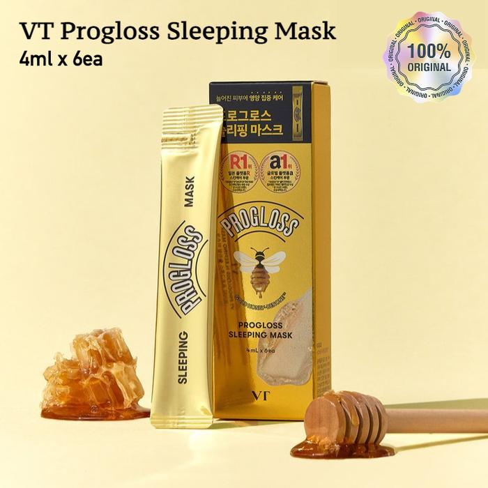 Vt Progloss Sleeping Mask 4Ml X 6Pcs - Masker Tidur Pelembap & Pencerah