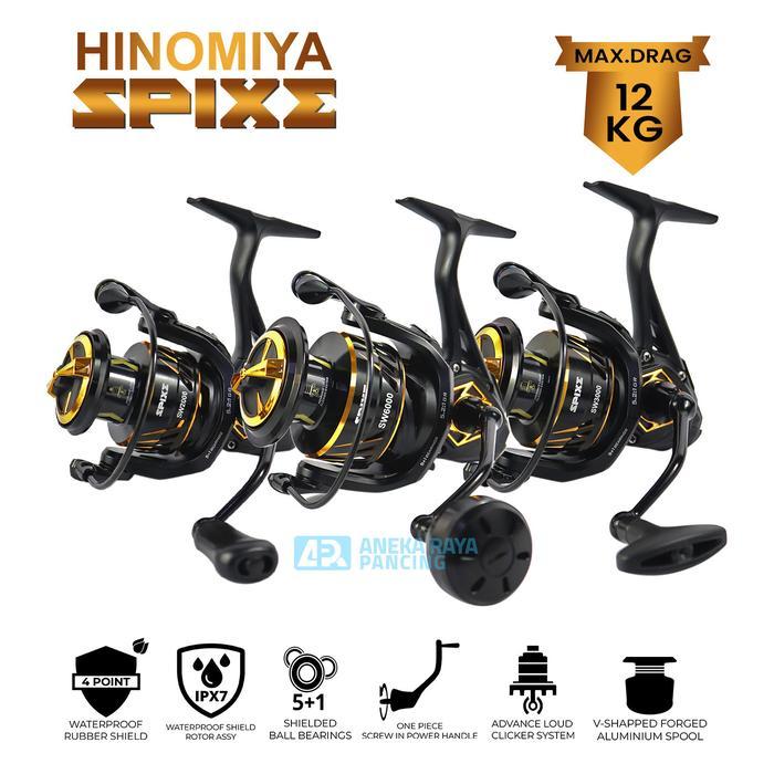 Reel Spinning [2025] Hinomiya Spixe 2000-6000 Aneka Raya Pancing Dengan Ipx7 Waterproof