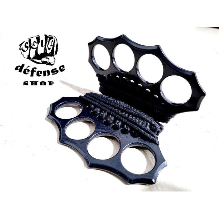 Promo Knuckle Solid Steel Grip Paracord-Hitam & Silver "Self Defense Shop" Diskon