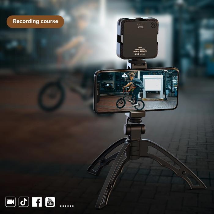 Rechargeable Mini Portable Vlog Led Camera Phone Lights Video + Tripod