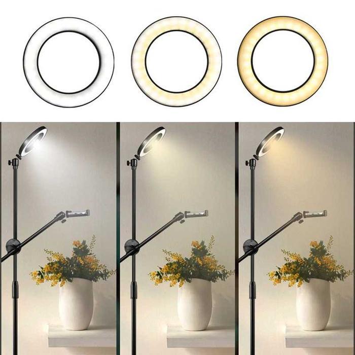 Cod Tripod Stand Holder Hp Smartphone Dengan Lampu Ring Light Led Model Berdiri Tinggi Leher Panjang