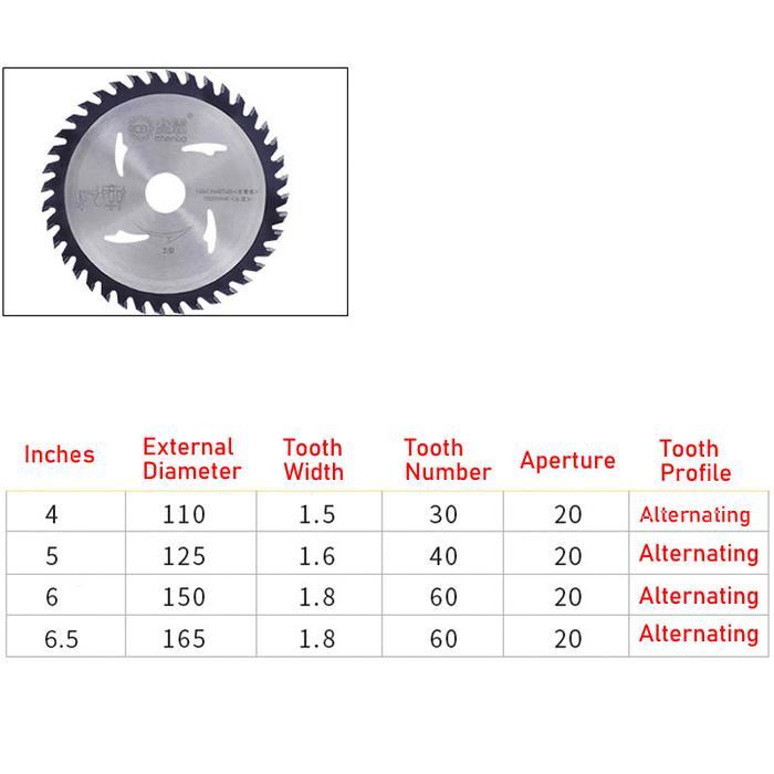 1/3/5PCS WOOD SAW BLADE DIAMETER 110-165MM 4/5/6/6.5 INCH TCT WOODWORKING HARD ALLOY CIRCULAR SAW