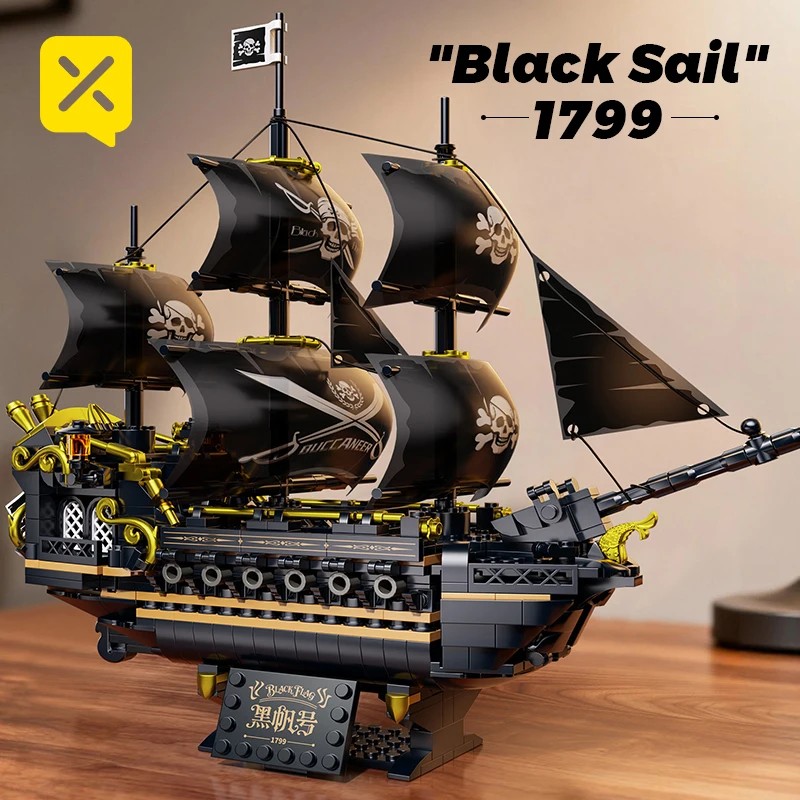 Pirate Ship Building Blocks Vessel Sailboat Model Bricks City Traffic Series Creative Desktop