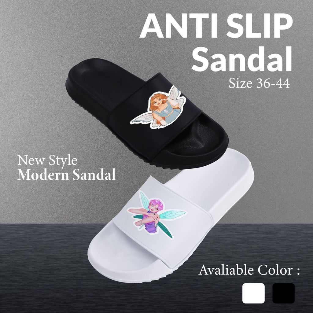 Sandal Anti Slip Wanita Pria Couple Cewek Cowok Stiker Imut Indoor Outdoor Nyaman Sehari-hari Kualit
