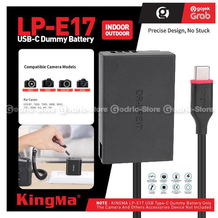 KingMa USB Type C Dummy Battery Adapter LP-E17 u/ Canon 760D 800D Etc