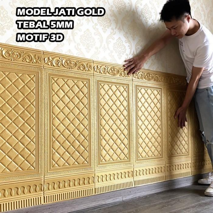 Wallpaper Dinding 3D Brick Foam Wallfoam Motif Pintu Jati