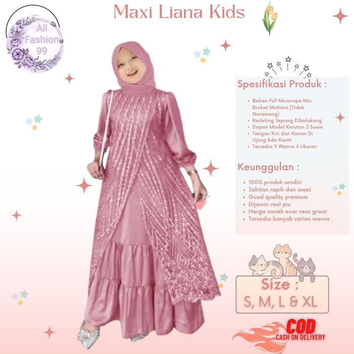 Alf-Baju Gamis Maxi Anak Perempuan Dan Remaja Abg Model Kerutan Terbaru Kekinian Viral/Maxi Liana