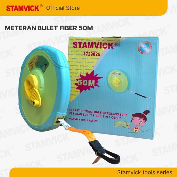 Meteran Kain Bulat Full Fiber Stamvick Panjang 50Meter - 3X Fast Retracting Fiberglass Tape
