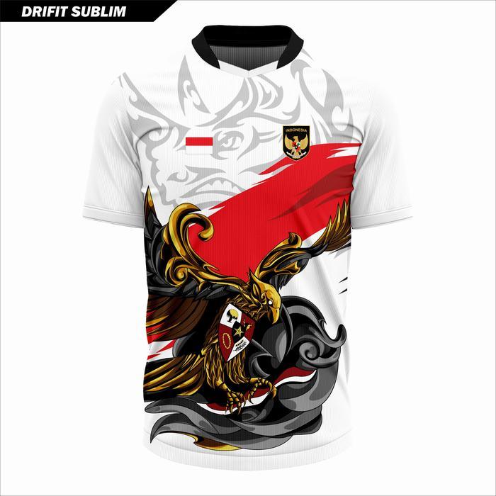 Jersey Olahraga Garuda Merah Putih Baju Futsal Kaos Voli Atasan Badminton Running